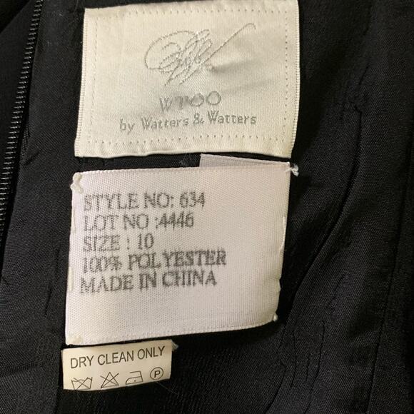 WTOO by Watters & Watters Solid Black Layered Chiffon Sleeveless Dress Size 10 - Picture 9 of 10